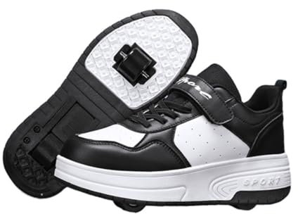 ENEN Schuhe mit Rollen für Jungen Mädchen Skateboardschuhe mit 2 Rollen Skateboardschuhe für Sportschuhe Outdoorschuhe Rollschuhe Kinder 2-in-1-Sneakers-2312