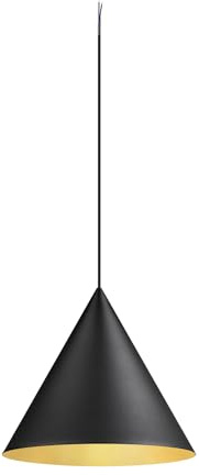 SLV MAGICO 38 SCHWARZ-GOLD |Pendelleuchte, Hängelampe aus Metall, Innenbeleuchtung, Deckenleuchte, Esszimmerleuchte, Wohnzimmerleuchte | Konisch, E27, 10W, Schwarz GOLD Matt, Ø 38 cm