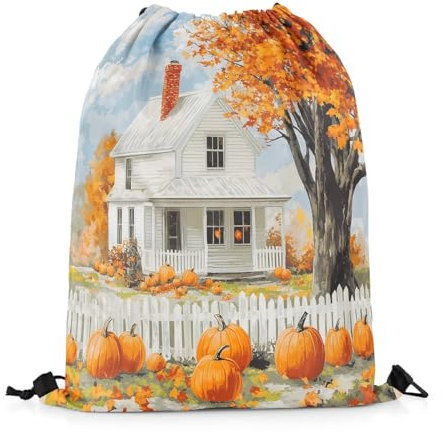 Rucksack Mit Kordelzug Pumpkin Autumn Ernte Bauernhaus Autumn Pumpkinse Gymnastikbeutel Herren Rucksackbeutel Damen Turnsack, Für Schule, Strand, 36x42cm