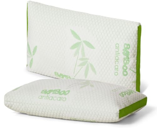 EPSELIA Coppia Cuscini Guanciale Letto Performante, con Rivestimento BAMBU’ BIO cm 70x40 H16, Fascia Traspirante Air 3D performante, Sfoderabile, OEKO-TEX®, Ovatta Qualita’ Premium