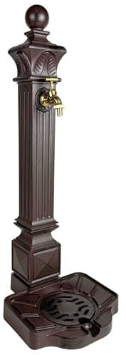 L'Héritier Du Temps Fontaine de Jardin Décoration à Poser en Fonte d'Aluminium et Robinet en Laiton Colonne à Eau Style Antan 29x33x81cm