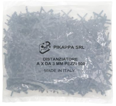Pikappa 651 Abstandhalter Kreuz 3 mm für Fliesen und Verkleidungen, grau, Beutel à 500 Stück
