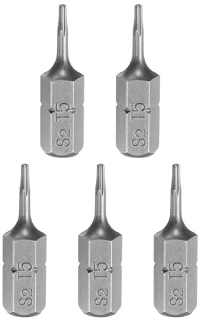 sourcing map 5 punte per cacciavite Torx T5 da 1/4 di pollice con gambo esagonale da 25 mm di lunghezza S2 in acciaio a stella a 6 punte esagonali con foro per avvitatore elettrico a impatto, grigio