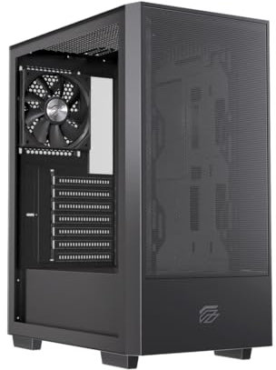 Einarex Pulse P100 Core Caja de PC para Gaming, Soporte para 6 Ventiladores de 120mm, Refrigeración Líquida hasta 360mm, Panel Lateral de Vidrio (Negro)