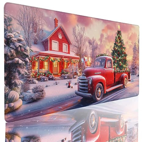 Tapis De Souris Blanc, Tapis de Souris Gaming XXL 70 x 40 cmHiver, Bords à Coutures Set De Bureau Accessoire Gaming Améliore la Précision et la Vitesse, Convient pour et Le Bureau,Cadeau Homme 65-4