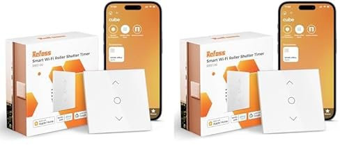 Refoss WLAN Rollladenschalter mit Apple HomeKit, Smart Rolladen Zeitschaltuhr, WLAN Jalousien Schalter mit prozentualer Steuerung, Smart Home Rolladensteuerung, Kompatibel mit Alexa, Siri, Google