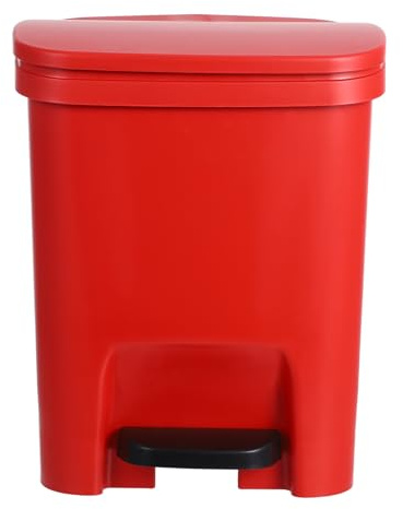 iplusmile Red 10l Plastic Pedal Trash Bin with Lid for Kitchen and Office, Rectangular Compact Wastebasket with Sleek Modern Design, for Bedroom Or Workspace Use