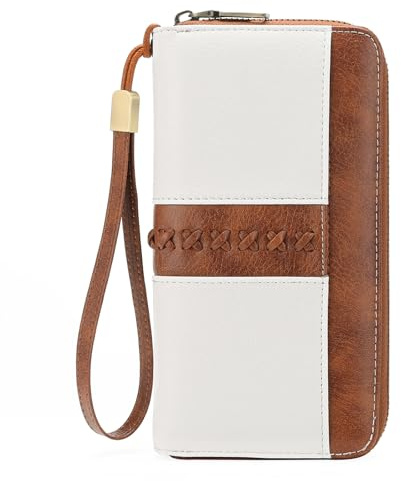GOIACII Women Purses Large Capacity RFID Blocking Leather Ladies Clutch Wallet with Multiple Card Slots and Wrist Strap