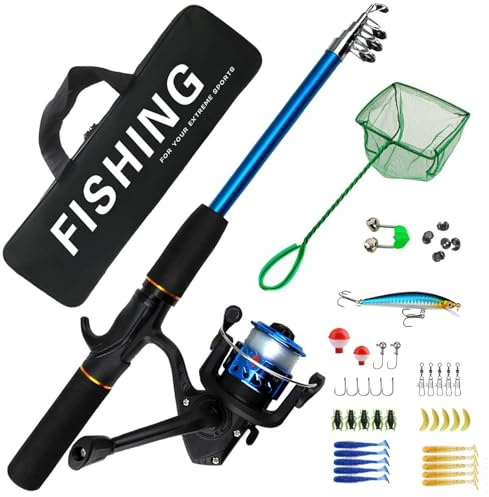 Qfdiwr Kit Completo Combo Bobina,45x18x8 Cm Combo Canna Da E Mulinello,borsa Da,accessori E Borsa Per Il Trasporto, In Acqua Salata E,per Acqua Salata,viaggi