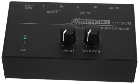 UKCOCO Preamplificador De Metal para Tocadiscos Amplificador Doméstico Estéreo Reproductor De Discos De Vinilo Preamplificador De Fono De Repuesto Enchufe Europeo