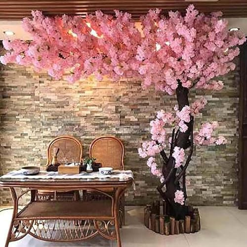 1.8 * 1.5m/70 * 59in,Cerisier Japonais Artificiel, Fleur De Cerisier Artificielle Interieur Exterieur, Rose Fait à La Main, pour La Maison, Le Bureau, La FêTe Ou Le Mariage