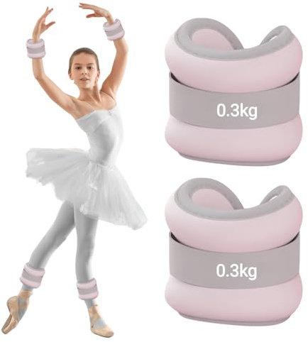 2 pezzi (0,3 kg ciascuno), pesi per gambe e braccia per principianti e bambini, pesi per polsi, pesi per piedi, ideali per pilates, yoga, jogging, rosa