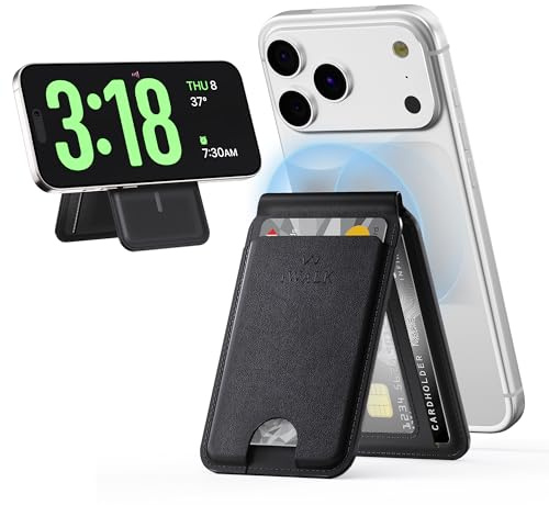 iWALK Stärkeres Magnetisches Portemonnaie, Upgraded Für MagSafe Portemonnaie, RFID-Blocking, 5 Kartenhalter Mit Verstellbarem Ständer, Schmale Leder-Handyhüllen Für iPhone 17/16/15/14/13/12 Serie