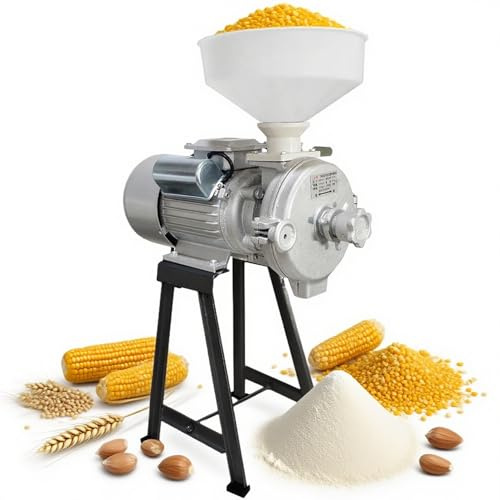 ZHOZHUT 3000W 220V Moulin à Céréales électrique 1400RPM Moulin à Farine De Blé à Sec avec Un Entonnoir, Réglable en épaisseur Moulin à Grains pour Le Maïs, Le Fourrage, Le Soja, Le Blé,3kw,220V