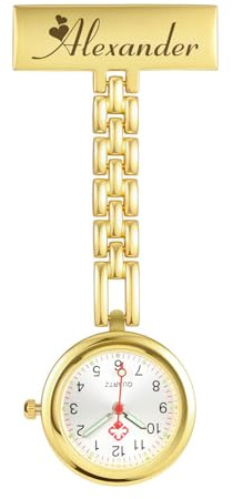 JSDDE Personalisierte Krankenschwester Uhren mit Namen Text Gravur Taschenuhren für Damen Krankenschwesteruhr mit Pin Uhr für Arzt Doktor Medical