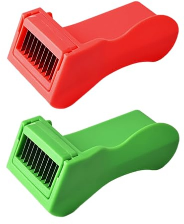 2 Pieces of Bean Shredder, Vegetable Slicing Tool, Outdoor Travel Vegetable Cutter, Cleanable Bean Cutting Props, Suitable for Potatoes, Fruits (Green+Red).