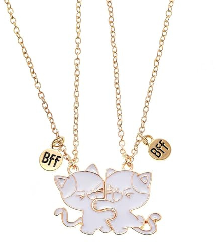 YUPZAR 2 pezzi collana con ciondolo gatto abbinato, collane BFF dell'amicizia collana di amicizia gatto in acciaio inossidabile BFF, regalo di gioielli per amicizia, per amici,amanti(oro)