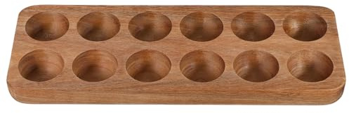 HOODANCOS Huevera de Madera 12 Agujeros para Almacenamiento y Organización de Huevos en Cocina, Bandeja Lisa y Resistente para Encimera o Refrigerador, Adecuado para Uso Doméstico