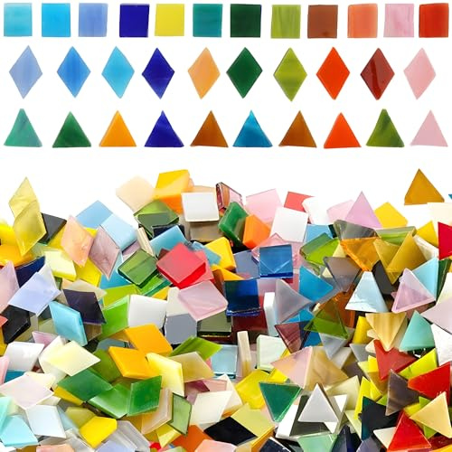 AiYoYo 650g Mosaik-Glasfliesen in gemischten Formen, bunte Mosaiksteine Ideal für kreative DIY-Mosaikprojekte, Heimdekoration, Kunsthandwerk, DIY-Projekte und Hobbys