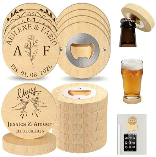 Individuell gestalteter Flaschenöffner in Großpackung, personalisierter magnetischer Flaschenöffner für Hochzeiten und Partys, Packung mit 1–100 Stück (Round Bottle Opener)