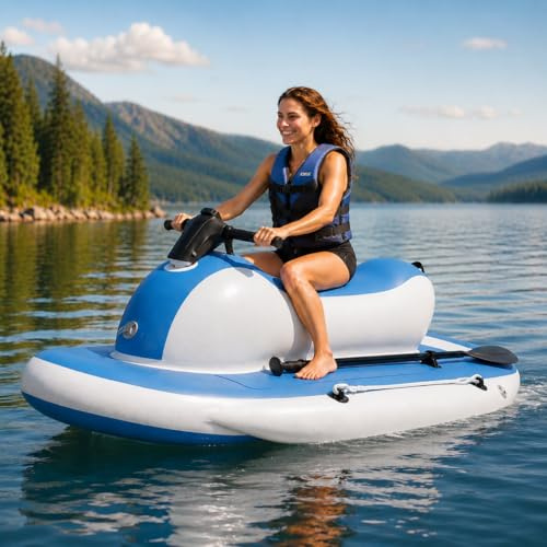 Aufblasbarer Jetski Mit Motor 500W/700W Und Unterwasserpropeller, Elektroboot Für Erwachsene, Robustes Reißfestes Material, Komplettes Zubehörset Für See, Fluss, Pool & Schnorchelabenteuer 700WPRO16A
