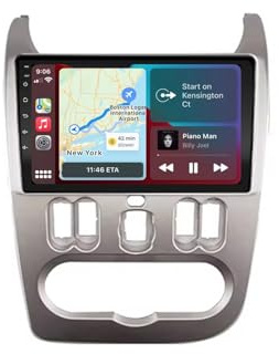 Radio Macchina Touch Screen per Renault Logan1 Sandero 2009-2015 Dacia Duster Telecamera di Backup, Stereo Auto con Navigazione Gps, Controllo Vocale, Schermo Touch, 4 Nucleo 2G+32G