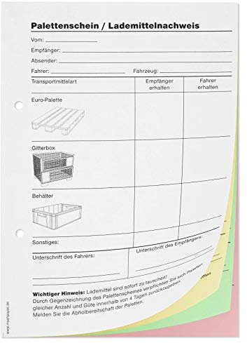 MASHPAPER 3 x Palettenschein Block selbstdurchschreibend Hochformat DIN A5 250611