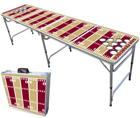 8-Foot Professional Beer Pong Table w/Cup Holes - San Francisco Football Field