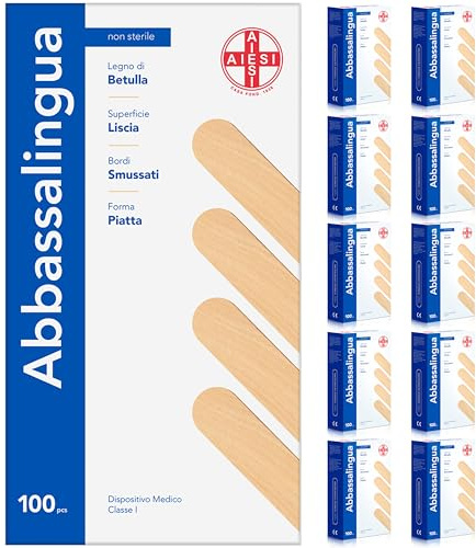 AIESI® Abbassalingua in legno monouso NON STERILI (1000 pezzi), Spatole legno per ceretta
