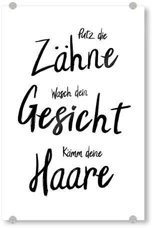 artboxONE Acrylglasbild 30x20 cm Typografie Putz die Zähne - Bild Badezimmer Erinnerung erziehung