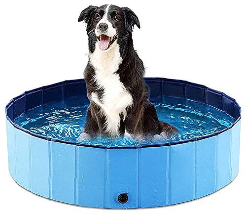 Walhome Pliable Chien de Compagnie Piscine pataugeoire Chien Chat Baignoire Bain Portable intérieur extérieur Chiot Douche dans la Cour Jardin (120 * 30cm)