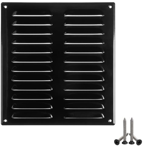 260x280mm Metall Schwarz Lüftungsgitter mit Insektenschutz - Gitter für Belüftung - Abluftgitter