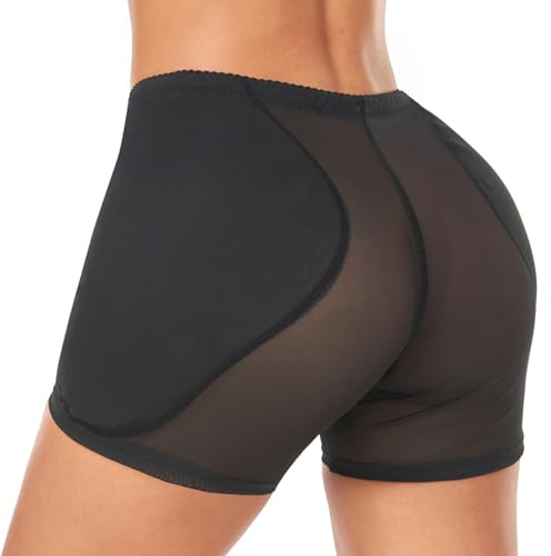 Vevarble Womens Hip Enhancer Shapewear Shorts Padded Butt Lifter Body Shaping Underwear Control Knickers(Black,M)