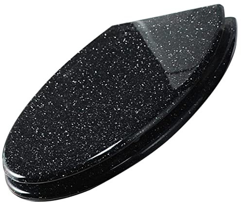 Giural Standard-Toilettensitz, strapazierfähiger Glitzer mit Absenkautomatik und Schnellverschluss, einfache Befestigung Oben/unten, ovales, umweltfreundliches Harzmaterial,Schwarz