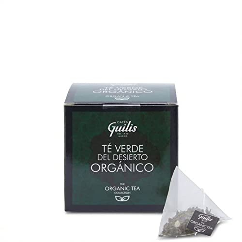 CAFES GUILIS DESDE 1928 AMANTES DEL CAFE Té Verde del Desierto Orgánico en Hoja Caja 15 Pirámides - Pack 4