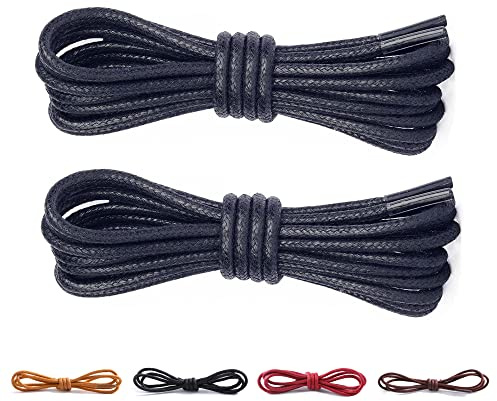 CCSOFTIME 2 Paar Runda Vaxade Skosnören Vaxade Läder För Herrskor och Finskor och Klänningsskor och Läderskor och Arbetsskor,ø2.5mm Högkvalitativa Slitstarka Skosnören För Man och Kvinna