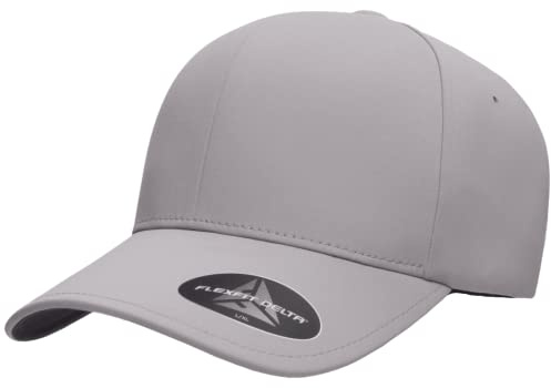 The Hat Pros Flexfit Delta 180 Seamless Stretch-Fitted Hat with 3-Layer Sweatband (Silver, S/M)