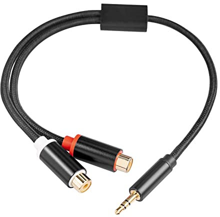 3.5mm to RCA Female,3.5mm Male to Dual RCA Female Cable 1/8 Inch to RCA Stereo o Cable Gold Plated 1Ft Mobile Phone PC TV DVD MP3 Player Y Adapter o Cables