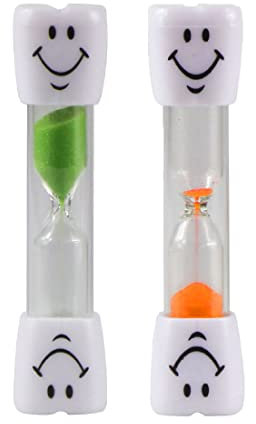 REQAG 2 Pezzi Smiley Clessidra 3 Minuti Sandglass per Spazzolare i Denti Timer Orologio da Sabbia per Bambini e Adulti, Casa, Ufficio, Giochi