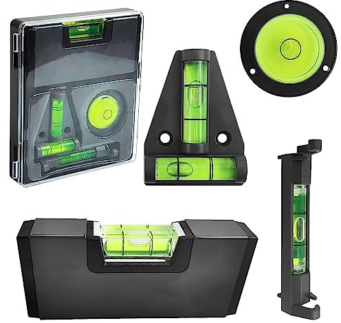 4 Stück Libelle Wasserwaage Magnetisch Set, T Wasserwaage Wohnmobil, Wasserwaage rund, Quadratische Magnet Wasserwaage, Drahtwasserwaage, für Camping Zubehör, Wohnwagen