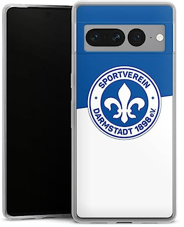 DeinDesign Slim Case extra dünn kompatibel mit Google Pixel 7 Pro Silikon Handyhülle transparent Hülle Statement SV Darmstadt 98 Offizielles Lizenzprodukt