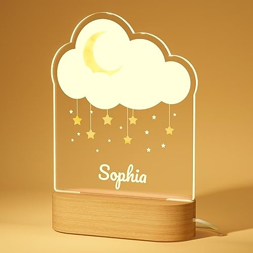 Bemaystar Regali Personalizzati Bambini - Lampada Stella Acrilica 3D, Lampada Personalizzata Con Nome, Luce Notturna Bambini, Regalo Neonata Femmina Nascita Bimba, Idee Regalo Battesimo