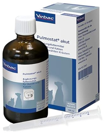 Virbac Pulmostat Akut | 100 ml | Rein pflanzlicher Hustensaft für Hunde und Katzen | Mit Brunnenkresse, Spitzwegerich, Süßholzwurzel, Quebrachowurzelextrakt, Islandmoos und Efeu