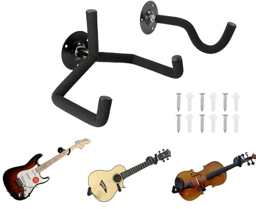 Esshogo Présentoir pour guitare, crochet horizontal, support de guitare, support de guitare, support de guitare, avec vis, pour guitare électrique pour basse, ukulélé Banjo Mandoline