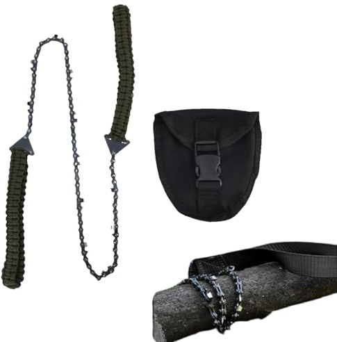 HERCHR Scie à Corde à Chaîne De Poche De 24 Pouces, Tronçonneuse De Poche avec Poignée, Scie à Chaîne à Main De Camping en Plein Air, Tronçonneuse De Poche Portable pour Couper Le Bois pour Le Jardin