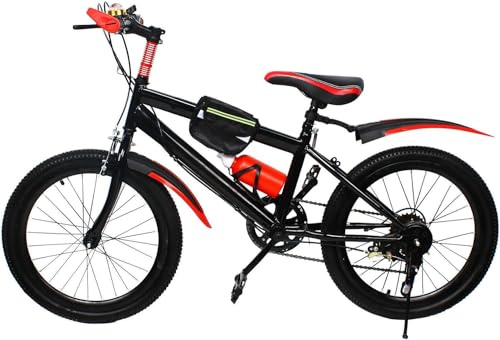 Jolre Kinderfahrrad 20 Zoll, 7-Gang-Fahrräder, Kinderfahrrad für Jungen und Mädchen, BMX-Räder, Mountainbikes, Fahrräder mit Doppelscheibenbremse (Rot)
