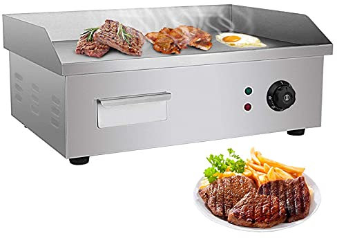 TVSKWMRQ Parrilla eléctrica Plana de 3000 W, Plancha eléctrica para encimera, Plancha Plana de Acero Inoxidable de 22 Pulgadas, Placa calefactora, Parrilla de Cocina para Barbacoa, contro