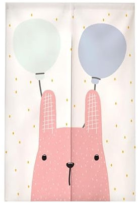 Türvorhang Kaninchen Ballon Blau Küchenvorhänge Polyester Raumteiler Vorhang Kurz Scheibengardinen mit Teleskopstange Vorhänge Kurz Türvorhang Insektenschutz Fliegenvorhang Terrassentür 70x150cm
