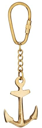 NKlaus Schlüsselanhänger für Damen Messing, 5cm Anker 11x3 Retro, 1 Stück | Länge: 11cm; Breite: 3,5cm; Gewicht: 23g