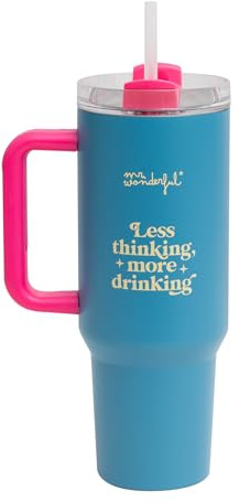 Mr. Wonderful - Taza take away térmica termo 1,2 litros - Less thinking, more drinking - Taza de Acero Inoxidable Doble Pared - Mantiene Calor y Frío - 1,2 litros
